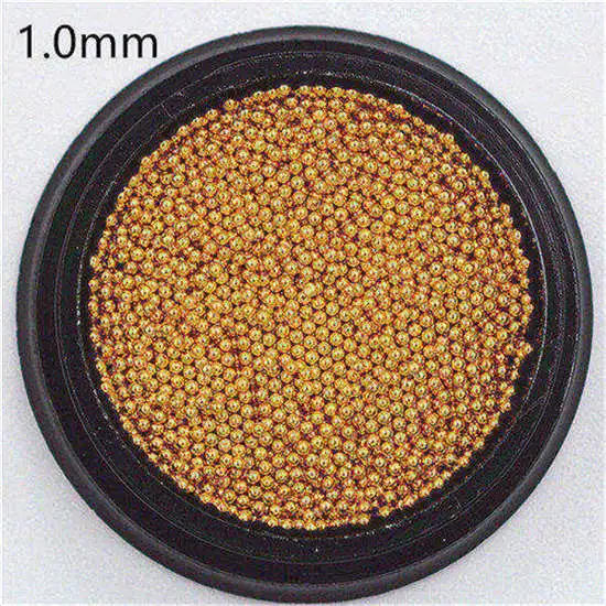 0,4-3,0 мм Икра металлические бусины стальной шарик гвоздь шпильки икра бусины розовые, золотые, серебряные, черные 3D дизайн ногтей маникюр инструменты для рукоделия - Цвет: 1.0mm gold