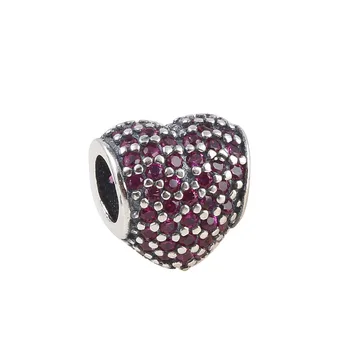 

ZMZY Authentic 925 Sterling Silver Heart Pave Silver Charms With Cubic Zirconia Fit Pandora Bracelet DIY Gift
