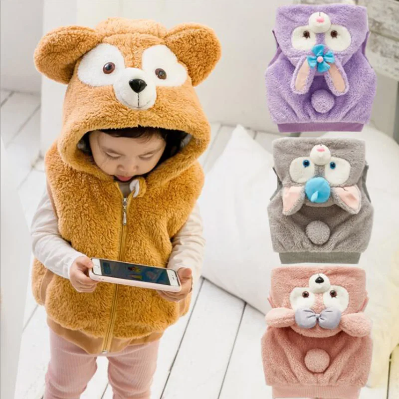 2018 autumn winter baby boys girls vest for children thick cotton warm rabbit veat cute hooded outwear children clothes (8)