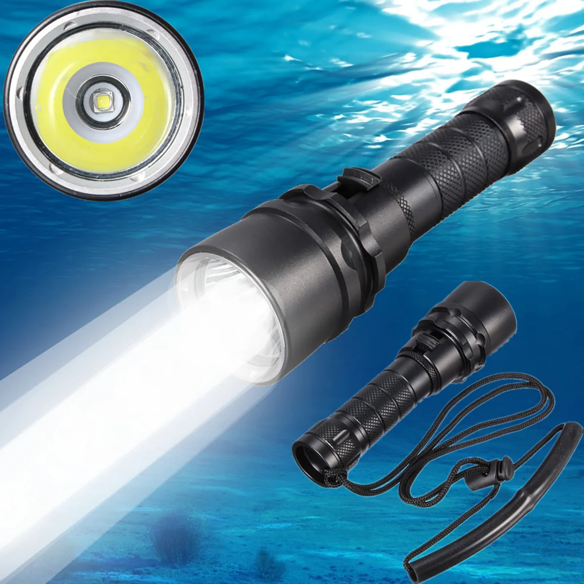 Buy JIGUOOR Hand Strap Underwater Rechargeable Diving Dive Torch XM L2 2000LM