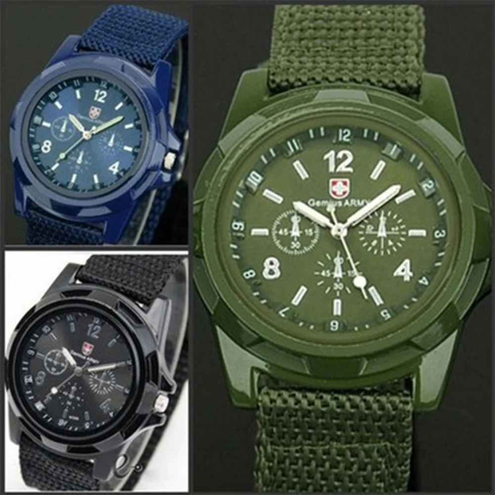 Men Casual Wristwatch Soldier Military Army Men 's Sport Style Canvas Belt Quartz Wrist Watch For Male