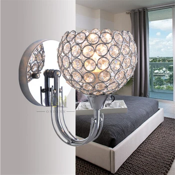 Modern Style Bedside Wall Lamp Bedroom Stair Lamp Crystal Wall Lights E14 LED Wall Lights,Silver/Gold Led Lamp For Bedroom Decor