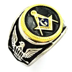 FANSSTEEL Master Mason Eagle Freemasonry Masonic Ring MBLR0016