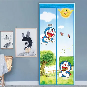 

Doraemon Kitty Tulle Curtain Mosquito Net Door Summer 2019 Automatic Closing Door Fly Bug Insect Mesh Magnetic Screen 90x210cm