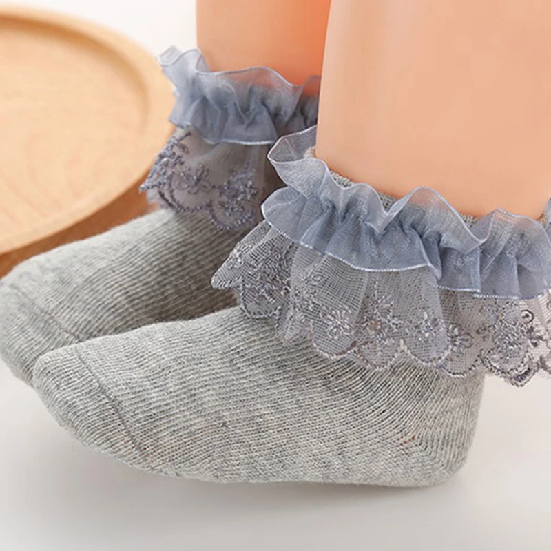 Lace Baby Socks Cotton Lace Ruffle Frilly Ankle Short Cute Toddler