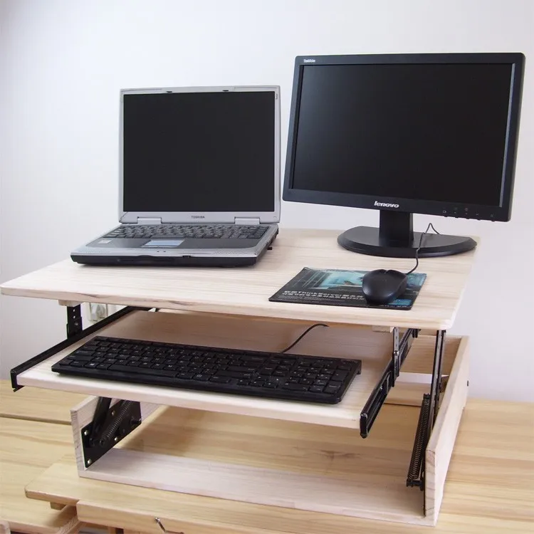 HPSL-2 из натурального дерева, регулируемая высота, стоячий/стоячий стол, стояк для ноутбука, стол для ноутбука, NotebookWith Strechable Keyboard Tray