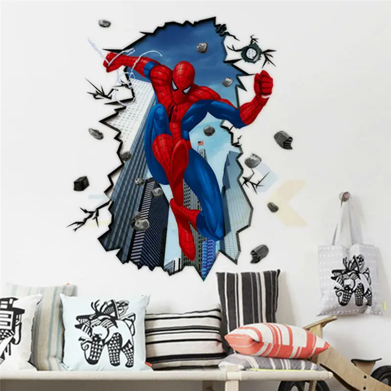 Spider man superhéroes pegatinas de pared para niños decoración del