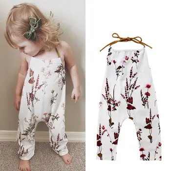 

PUDOCO Summer Newborn Kids Baby Girls Floral Strap One-Pieces Rompers Summer Sling Overalls Casual Outfits 1-5Y