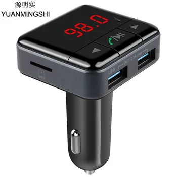 

YUANMINGSHI Bluetooth Car Kit Music Player FM Transmitter BT4.0 Handsfree Dual USB Car Charger Support APP Control TF U disk