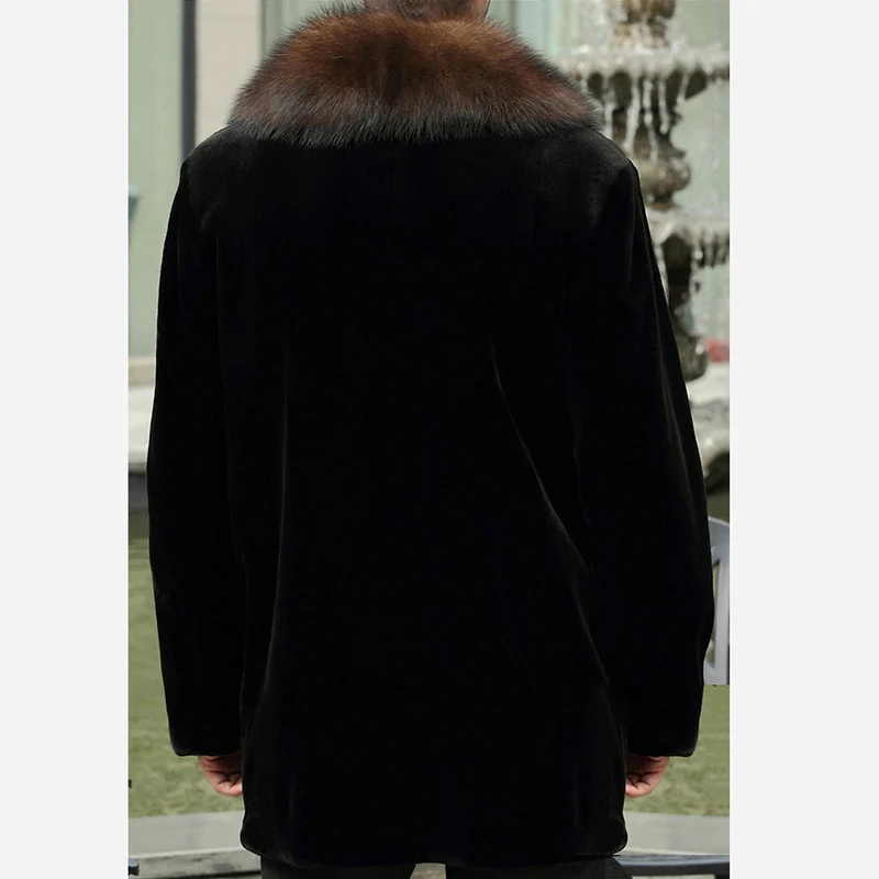 Men s Winter Jacket Faux Fur Overcoat Business Long Plus Size Big Fox Fur Coat Windbreaker 4
