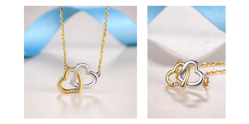 18K Gold Diamond Necklace Pendant Love Heart Lock Chain charm Gift Rose real natural pure women girl lover couple wedding party