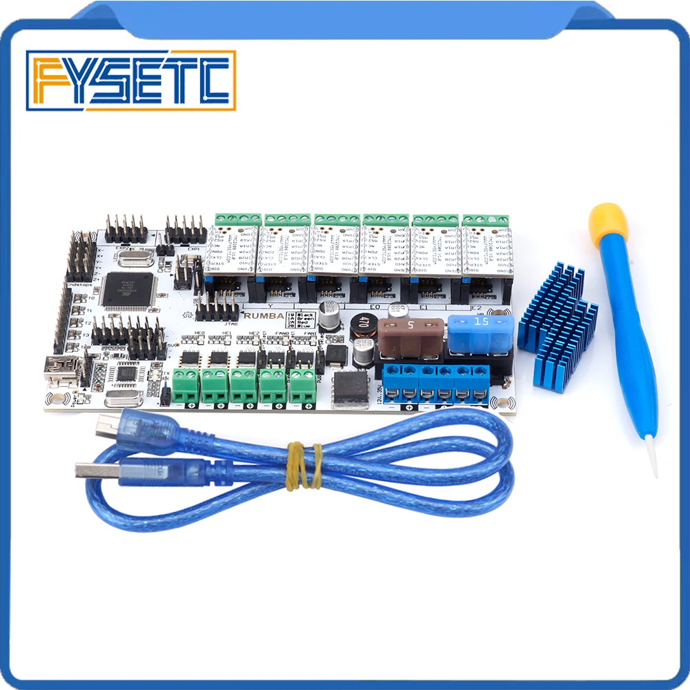 Free Shipping 3D Printer Start Kits Mother Board Rumba Plus Board With 6pcs TMC2100/TMC2208/TMC2130 Stepper Driver 6pcs Heatsink Free Shipping 3D Printer Start Kits Mother Board Rumba Plus Board With 6pcs TMC2100/TMC2208/TMC2130 Stepper Driver 6pcs Heatsink