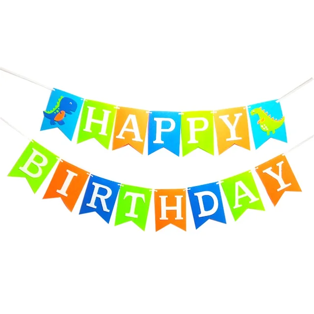 Download Cartoon Jungle Dinosaur Happy Birthday Banner Garland Jurassic Dino Birthday Bunting Flag For Kids Boy Birthday Party Decoration Banners Streamers Confetti Aliexpress