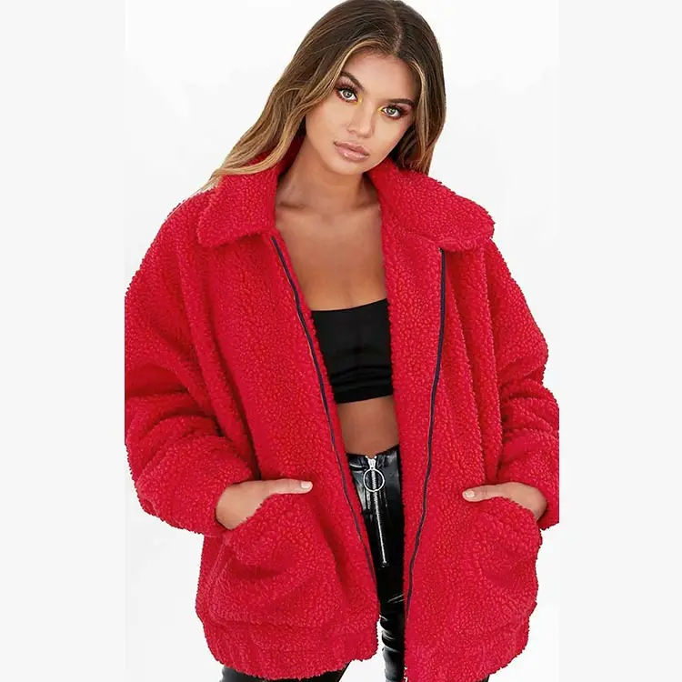 Женская куртка пальто 2019 осень-зима куртка модная новая свитера с молнией с лацканами свободная Меховая куртка женская верхняя одежда