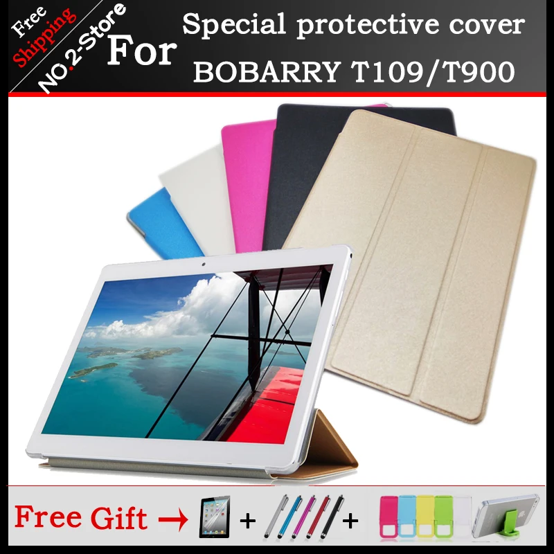 Ultra thin 3 fold Folio PU leather stand cover case for BOBARRY T109 /T900 Phone call tablet 10.1inch Multi-color optional+gift |