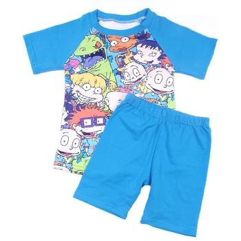 

2019 Spring Summer Baby Boy Clothing Set Boy Blue Raglan Shirt Lovely Kids Printed Short Sleeve Boutique Tshirt Milk Silk Top