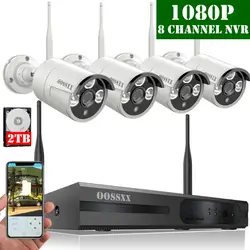 OOSSXX 8CH 1080 P Беспроводной NVR комплект Беспроводной CCTV Камера Системы 2.0MP Крытый Открытый IP66 IP Камера P2P видеонаблюдения Системы