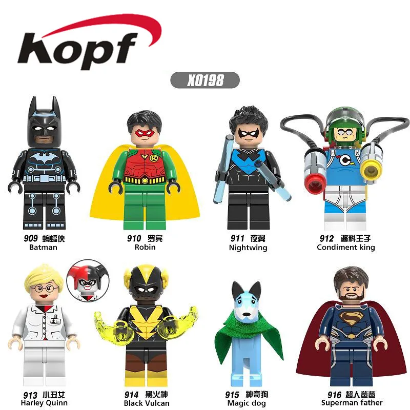 

X0198 Single Sale Super Heroes Building Blocks Magic Dog Black Vulcan Robin Condiment King Action Figures For Children Gift Toys