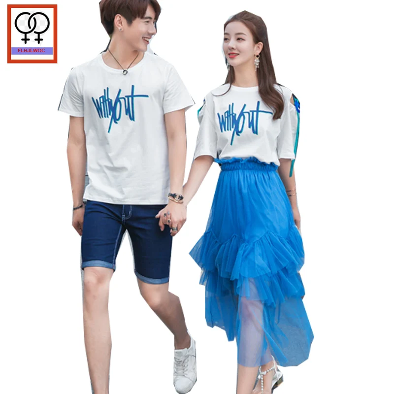 

Matching Couple Clothes Tops Lovers Clothes Beach Honeymoon Holiday Date Wear Girls Two Piece Outfits Couple T Shirt Letter