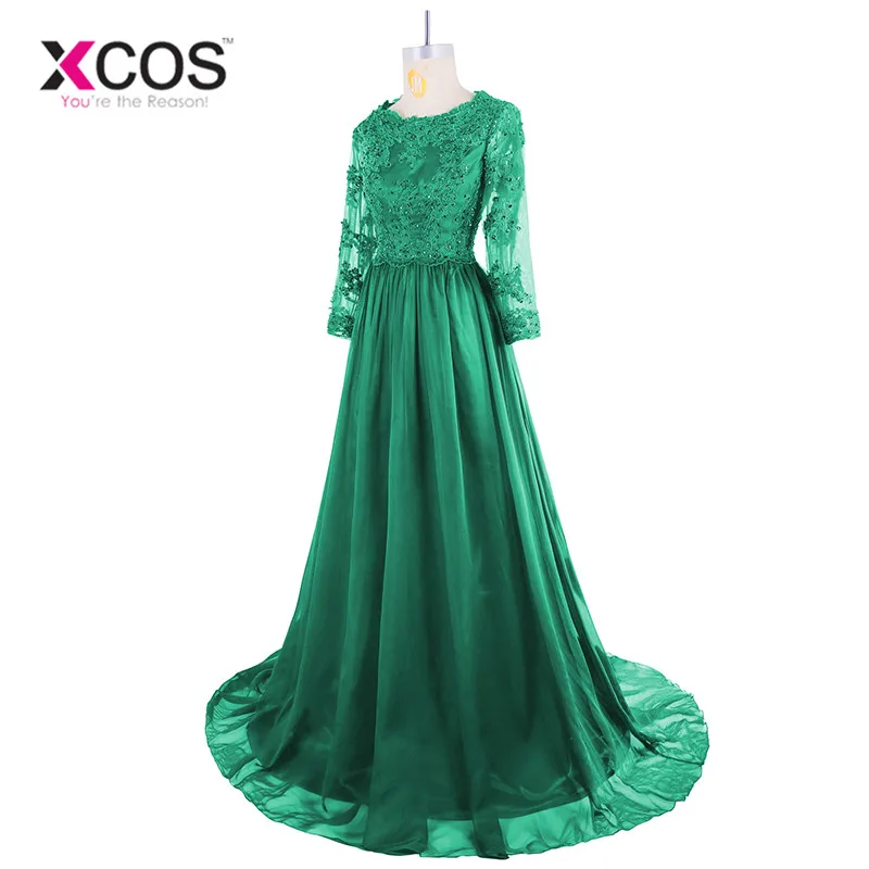 Vestidos De Festa 2017 Дубаи темно зеленые мусульманские Вечерние платья с длинными