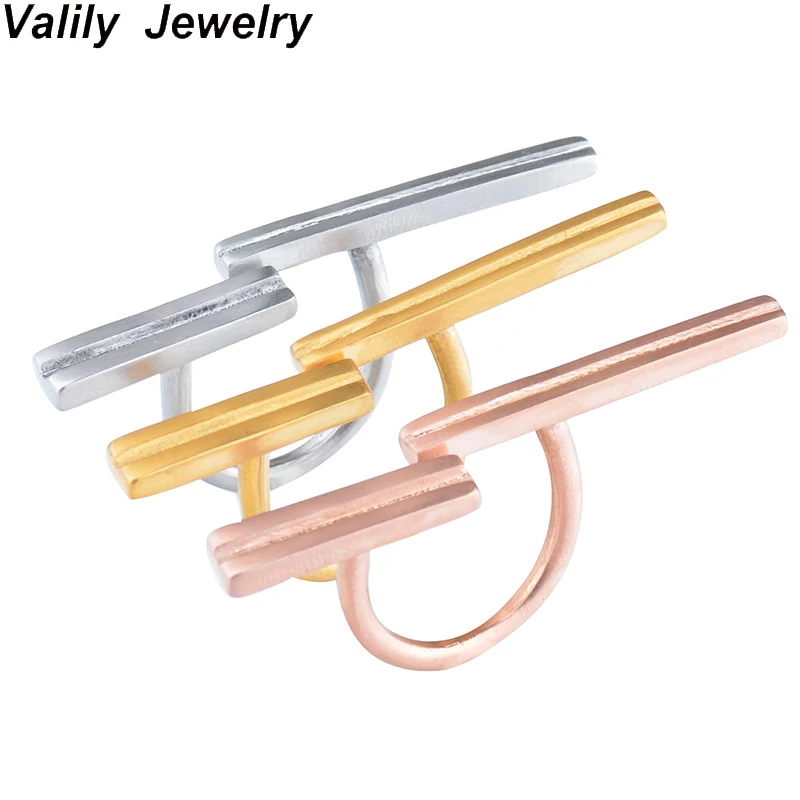

EdgLifU New Arrival Simple Ring Fashion Double Bar Women Wedding Party Rings Men Stainless Steel Gold Geometric Ring Gift