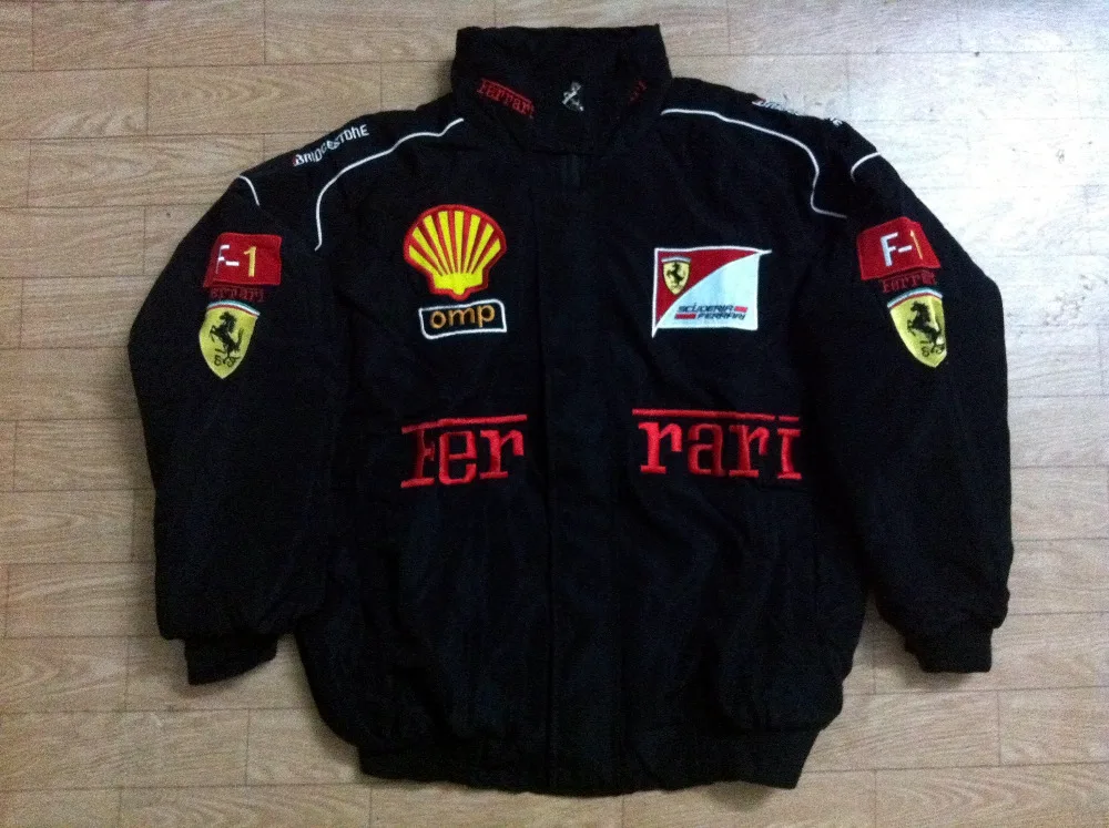 2015 new F formula f1 auto race team jacket/coat/veste black Size S,M