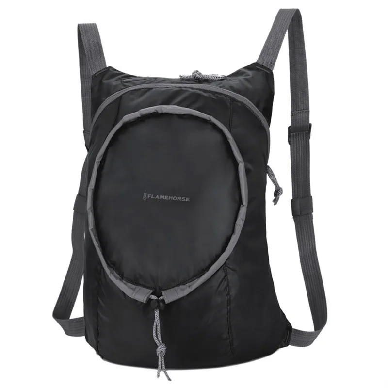 Нейлоновый водонепроницаемый складной рюкзак для женщин и мужчин, для ежедневной ходьбы, путешествий, портативный, комфортный, легкий, для хранения, складная сумка - Цвет: black