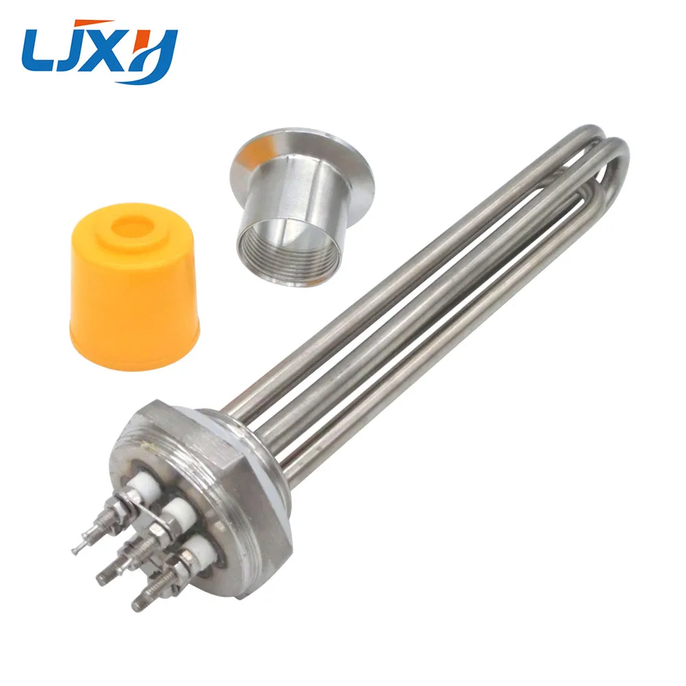 LJXH DN32 Tubular Heater Heating Element 220V/380V 304Stainless Steel 1.2"Thread Immersion Water Heating Tube with plug Head Nut