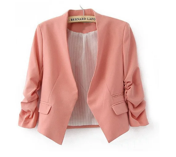 Mr.nut Korean version of the small suit Puff Sleeve cotton women's slim suit without buckle candy color coat