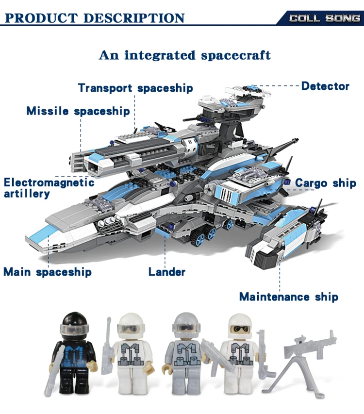 3 New Arrive COGO15050 Spaceship Building Blocks Compatible With Legoe Educational Toys For Children Birthday Gifts For Children