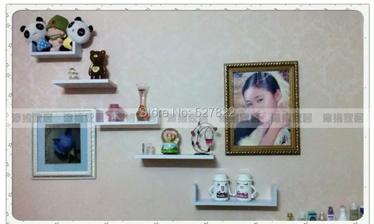 Set of 3 Commodity Shelf  Hollow Wall Flower Garden Wall Shelving Shelf Wood Bookcase Shelf Floating Shelves Home Decoration