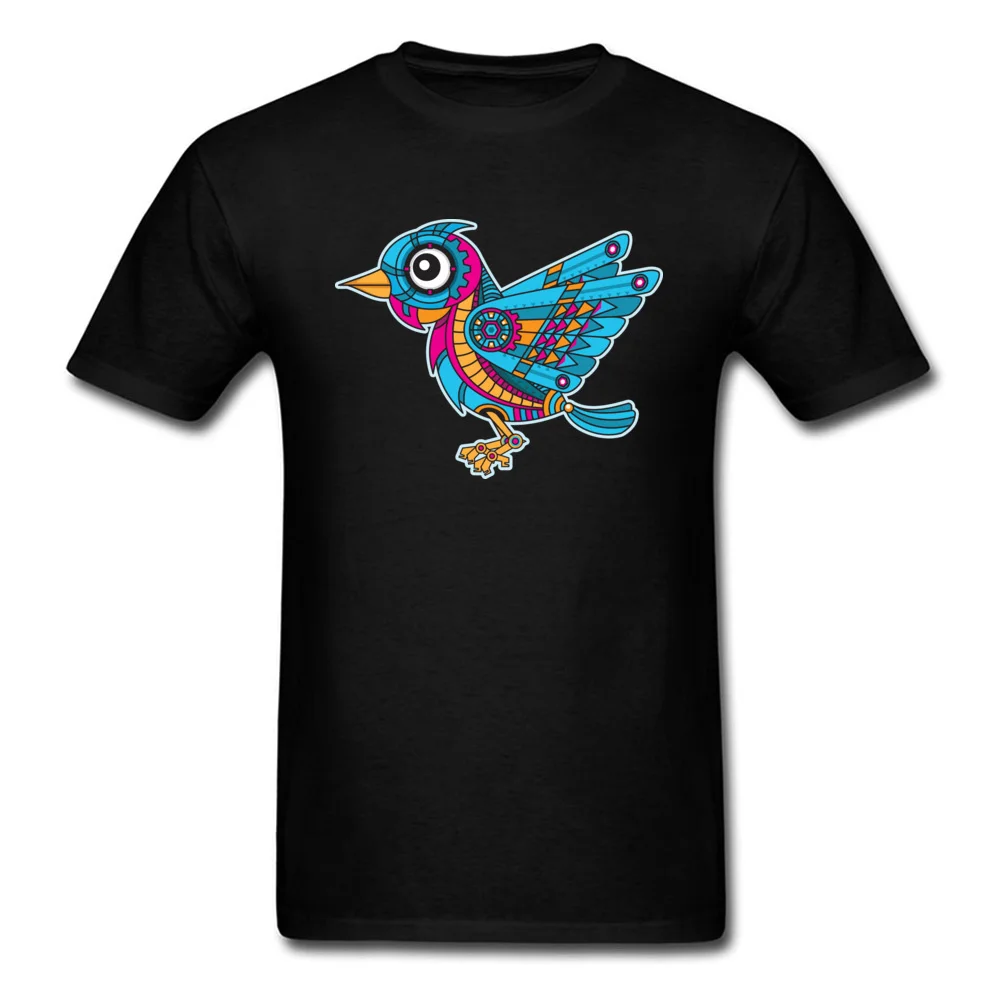 Mechanical Bird T Shirt Slim Fit Short Sleeve On Sale Crew Neck 100% Cotton Tees Europe Tops & Tees for Men Summer/Fall Mechanical Bird black