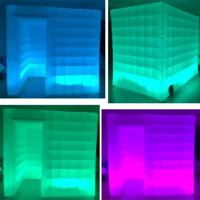 Discount News 8.2ft*5.9ft*7.38ft mini Inflatable photo booth party Backdrop stand  with LED strip on bottom Inflatable Tent For party 4