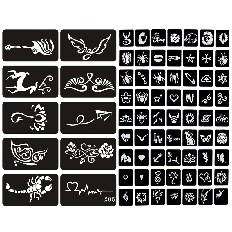 Henna Tattoo Stencils 133pcs Airbrush Glitter Women Kids Drawing Template Small Flower Butterfly