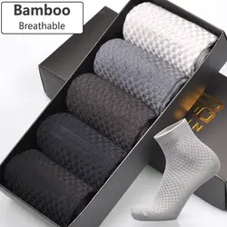 Носки из бамбукового волокна Новые повседневные бизнес антибактериальные дезодоранты Дышащие длинные носки 5 пар/лот