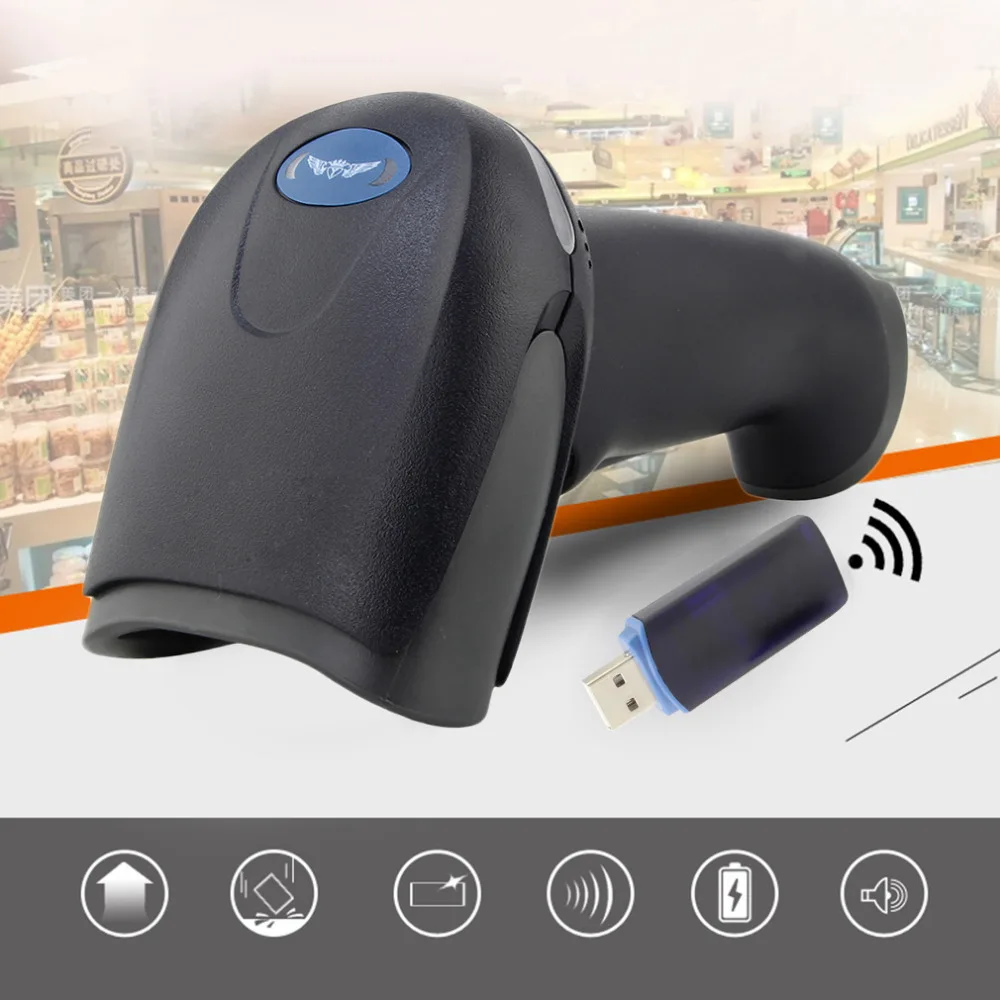 Auto sleep Single Line Scan 3000 12000 lux 433MHz Wireless Laser Barcode Scanner Reader Memory Up