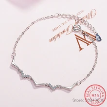 Простой модный 925 пробы серебряный браслет с волной для женщин циркония ювелирные украшения pulseira feminina S-B148