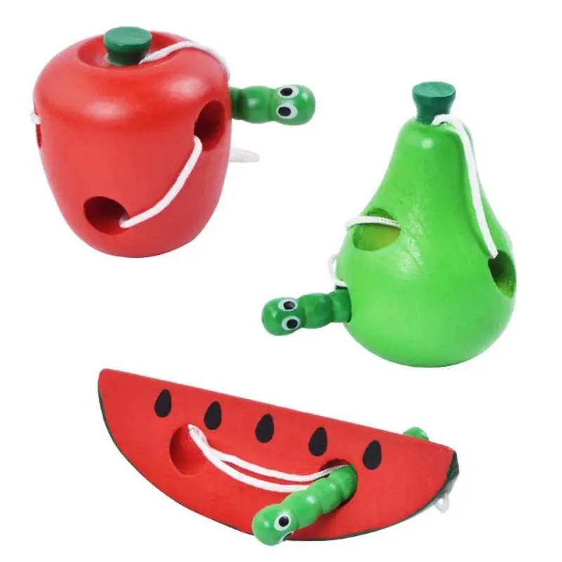 

Children Thread Wooden Toy Worm Eat Fruit Pattern Weird Baby Toy Montessori Early Learning Toys Teaching Aid Educational Toys