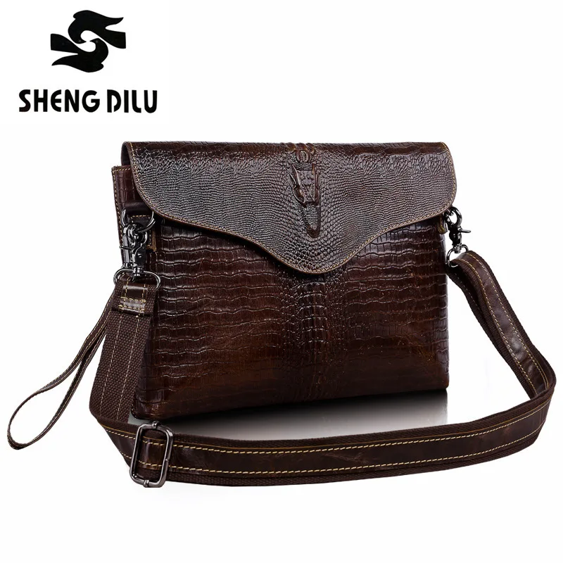 

2016 New Vintage bag Bolsos Men Genuine Leather Envelope Handbags High Quality Brand One Shoulder Crossbody Messenger Bags