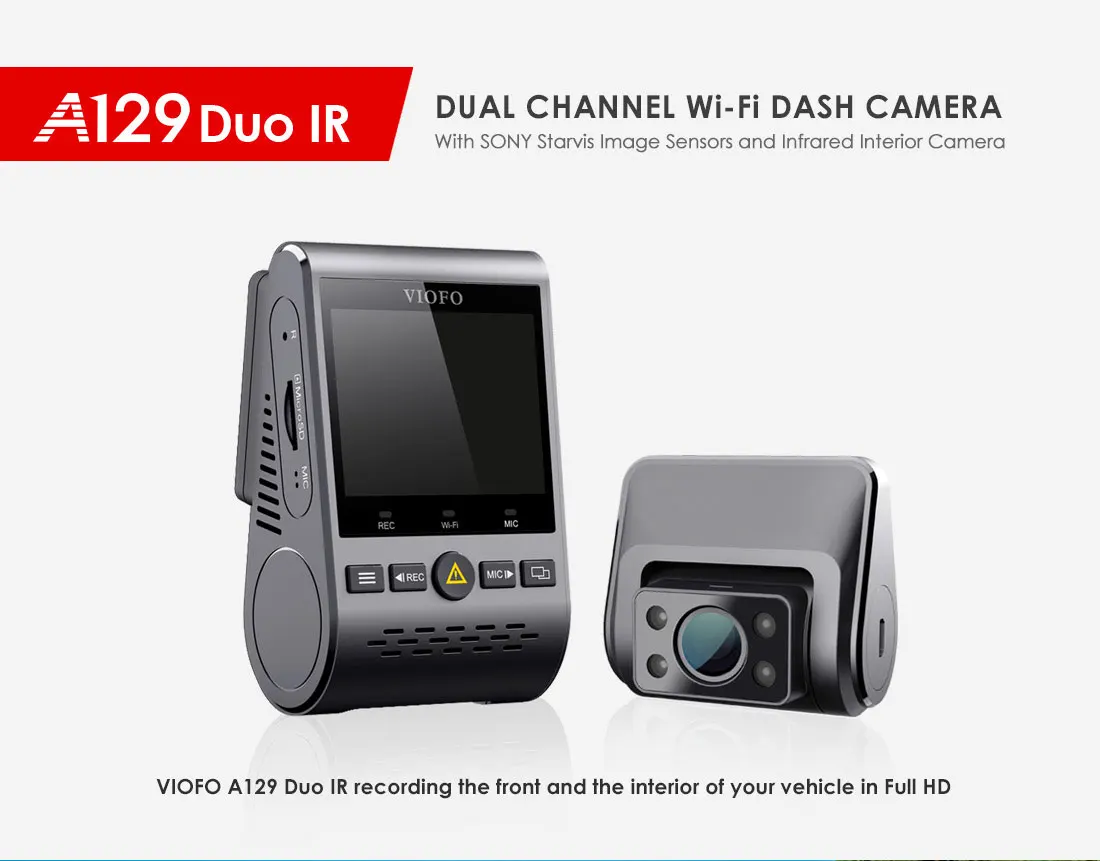 Viofo A129 Duo IR Передняя и внутренняя два видеорегистратора Автомобильная камера 5 ГГц Wi-Fi Full HD 1080P буферный режим парковки для Uber Lyft такси