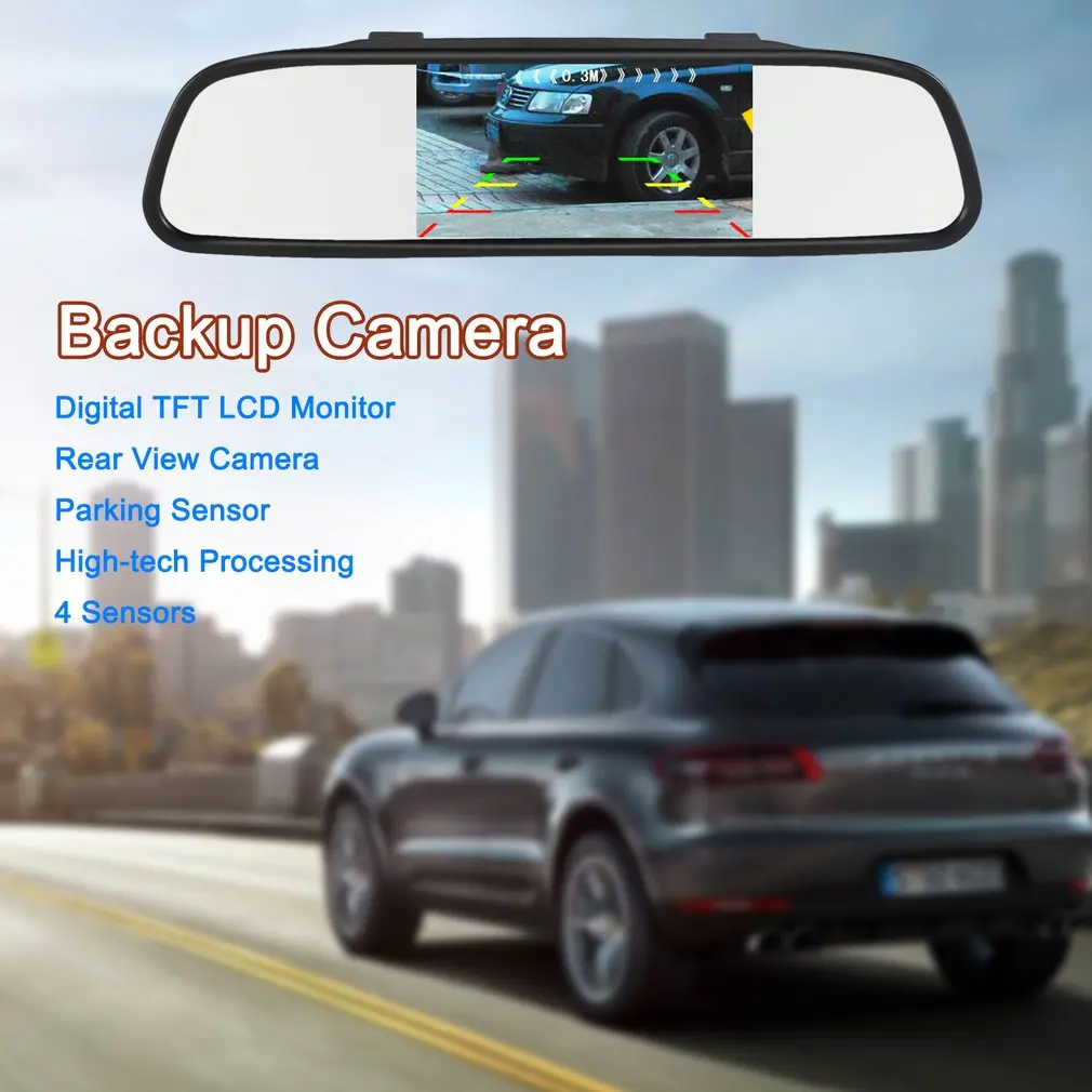 

High-tech Processing Intelligent Parking Assistance System 4 Sensors Parking Sensor Rear View Camera Digital TFT LCD Monitor