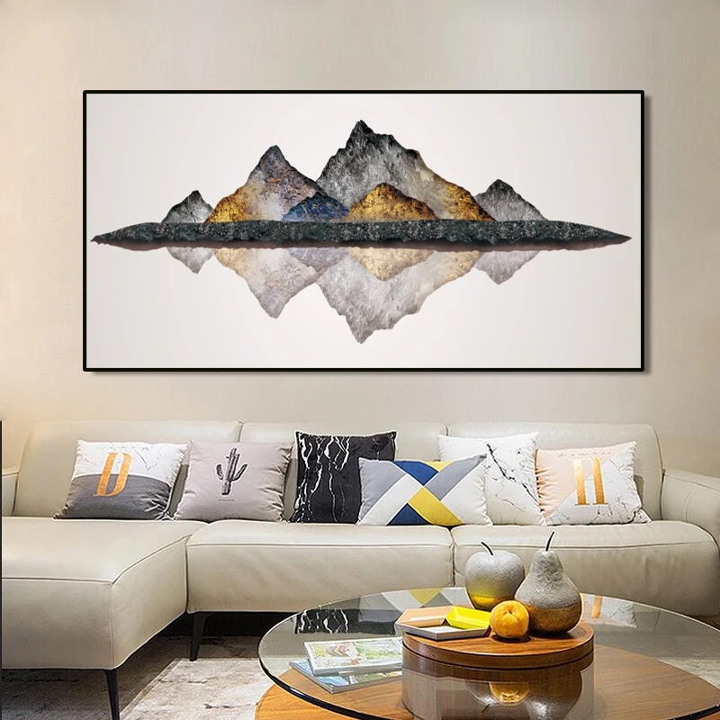 

Modern Abstract Piantings Posters and Prints on Canvas Wall Art Abstract Mine Mountain Pictures for Living Room Decor No Frame