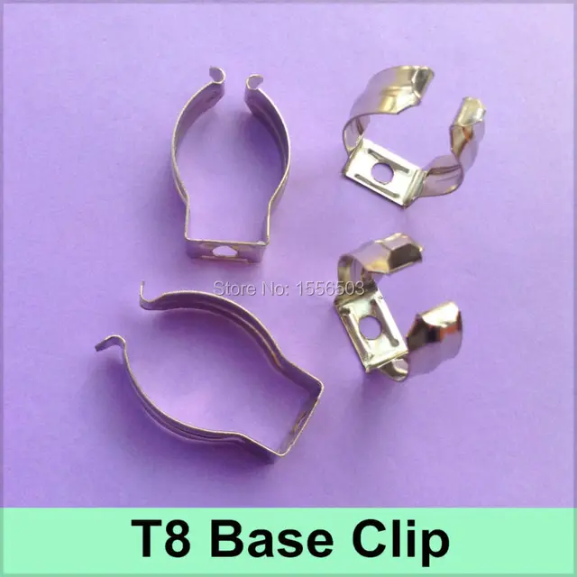 100X Tube Light T8 Clip For Fluorescent lamp T8 Base Metal Wedge Clips