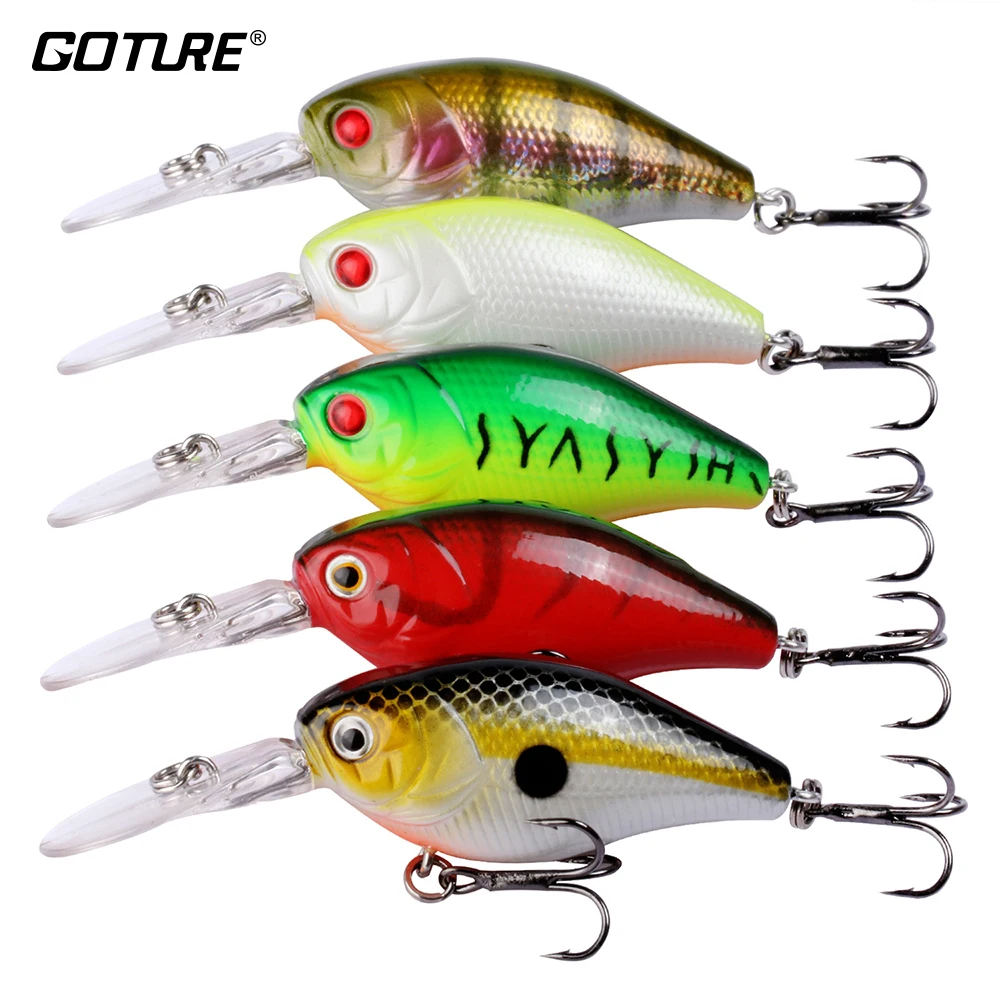 

Goture 5pcs/lot Fishing Lures Long Tongue Crankbaits 7.3cm 8g Fishing Wobblers 5M Deep Diving Depth Crank Bait Fishing Tackle