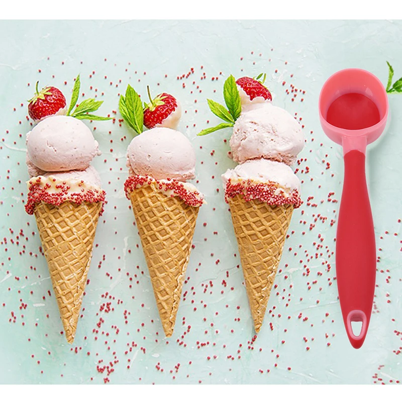 Red Silicone Material French Ice Cream Digging Ball Spoon Ice Cream Scoop Fruit Watermelon Spoon kitchen accessories