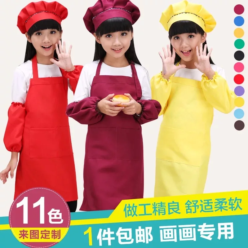 

Children's apron drawing clothes 1PCS Painting Apron Long Sleeve Drawing Kitchen Cooking Baking Smock 3-13 Years Old Kids Apron