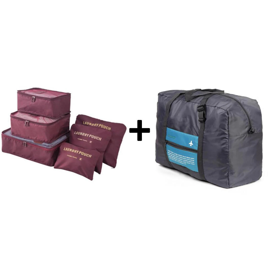 Органайзер для путешествий куб для упаковки большая емкость двойная молния водонепроницаемая сумка для багажа аккуратная Одежда Органайзер нейлоновая складная сумка - Цвет: wine redblue