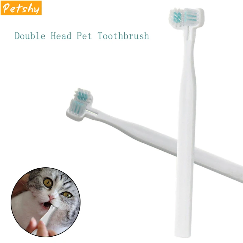 

Petshy Pet Cat Dog Toothbrush Double Heads Teeth Brushing Cleaner Pet Breath Freshener Oral Care for Small Medium Large Dogs Cat