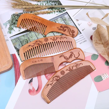 

1 pc Natural Peach Wood Comb Close Teeth Anti-static Head Massage Hair Care Wooden Tools Beauty Accessories