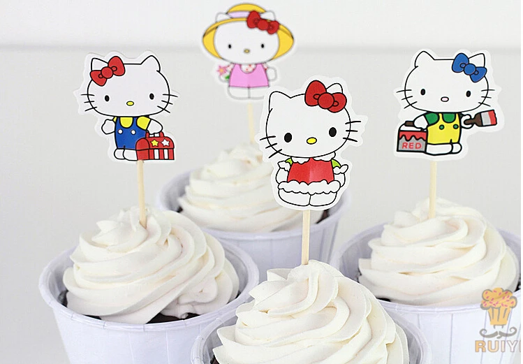 24pcs Hello Kitty Party Supplies Hello Kitty Cupcake